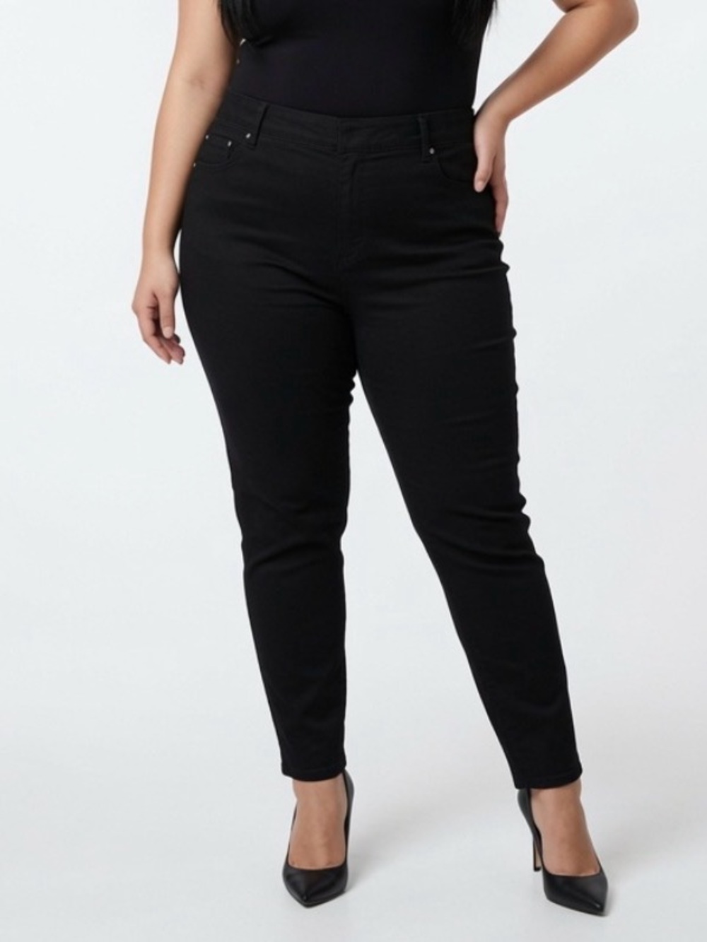 Papaya Curve Plus Size 20 Black Stretch Jeggings Pull-On Slim Leg Pants